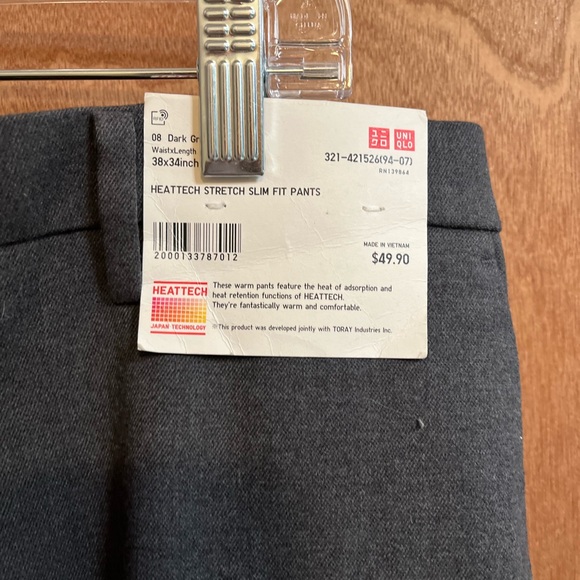Mens NWT Heattech Gray Dress Pants 38 x 34 - Picture 3 of 4
